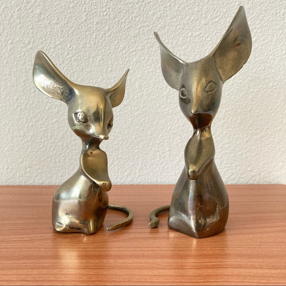 Vintage Brass Mice set of Two